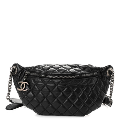 Chanel Lambskin Quilted Banane Waist Bag Fanny Pack Black 1 of 10