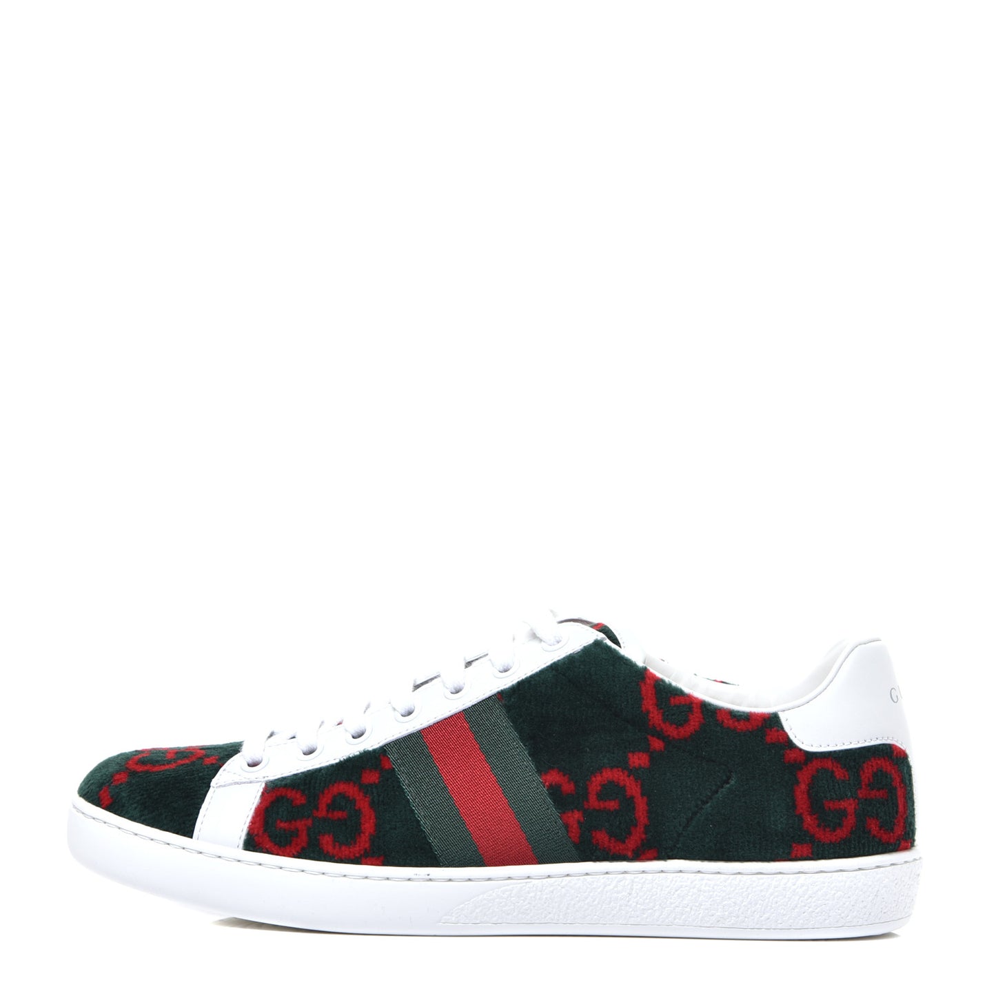 Terry Cloth GG Monogram Web Womens Ace Sneakers 39 Green Red