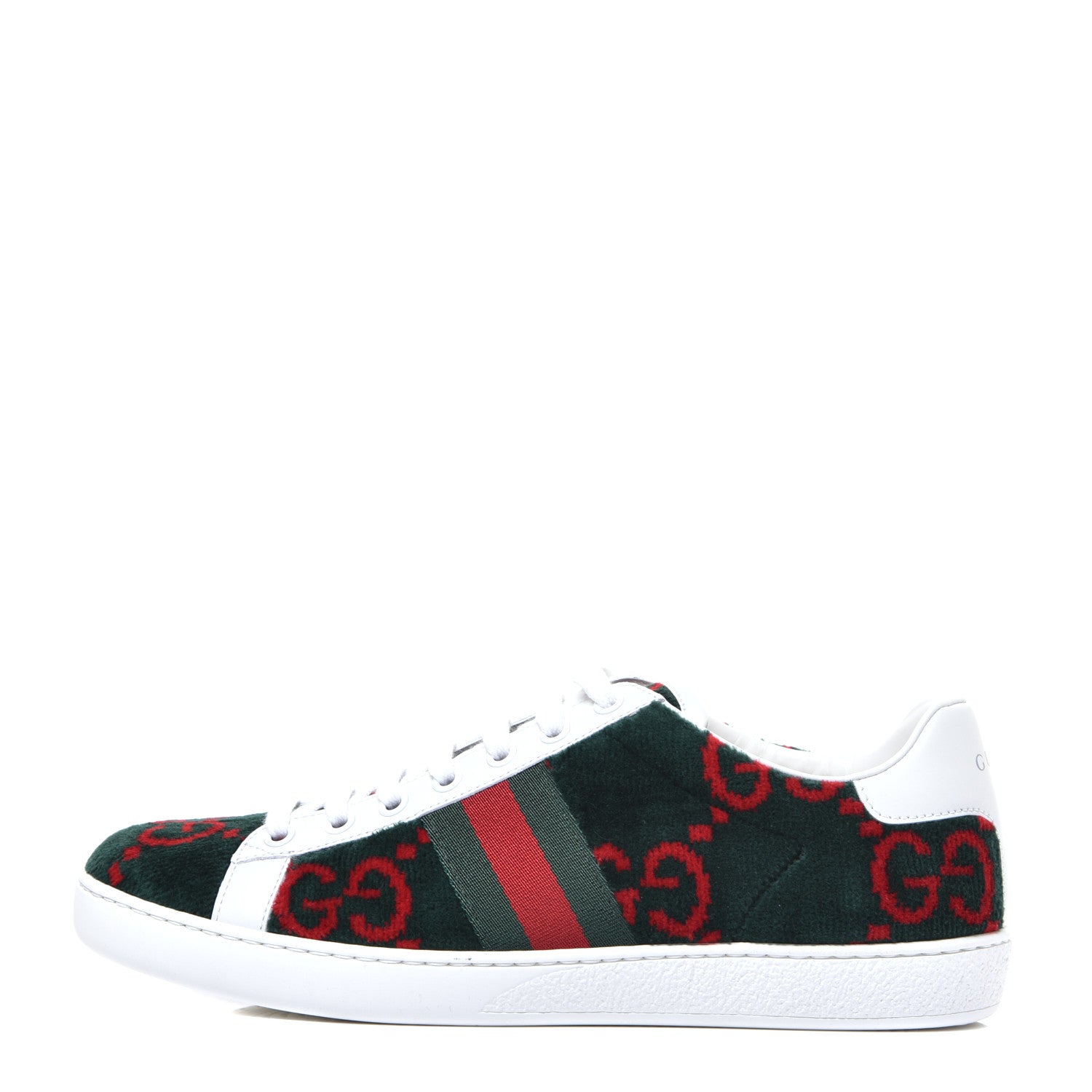Gucci Terry Cloth GG Monogram Web Womens Ace Sneakers 39 Green Red 1 of 10