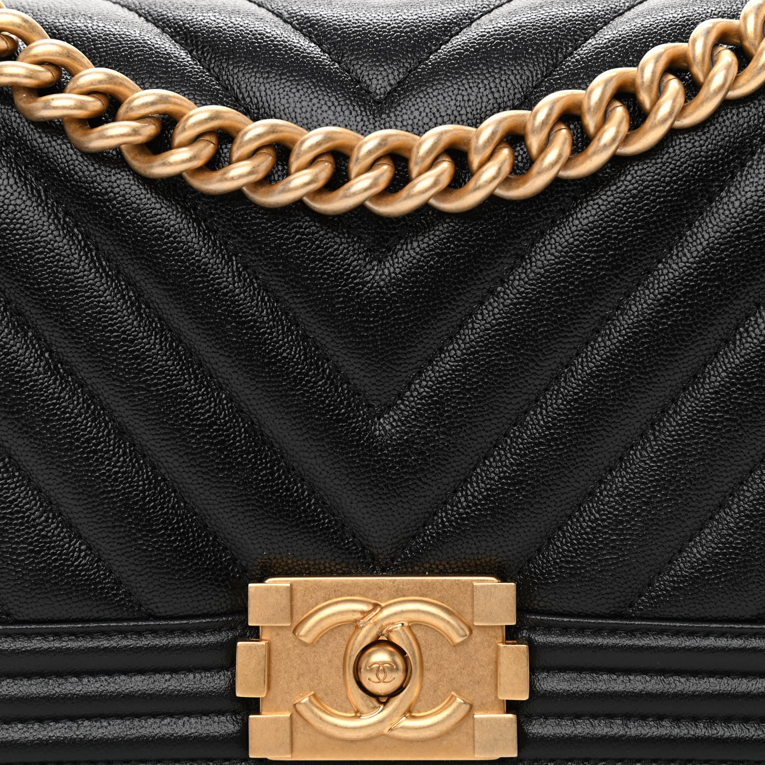 Chanel Caviar Chevron Quilted Medium Boy Flap Black 7 of 10