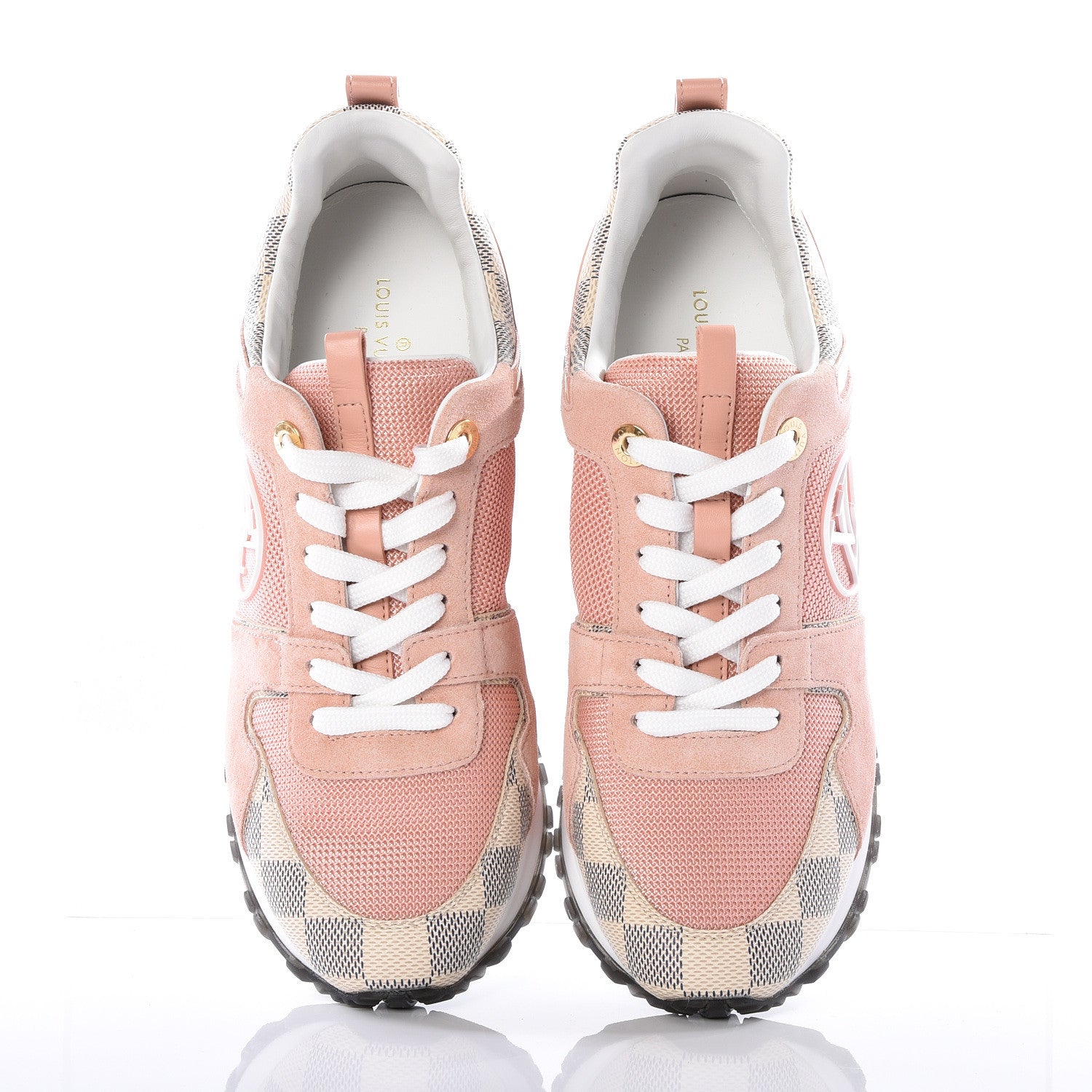 Louis Vuitton Suede Damier Azur Run Away Sneakers 36.5 Pink 5 of 10