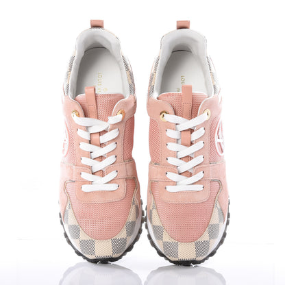 Louis Vuitton Suede Damier Azur Run Away Sneakers 36.5 Pink 5 of 10