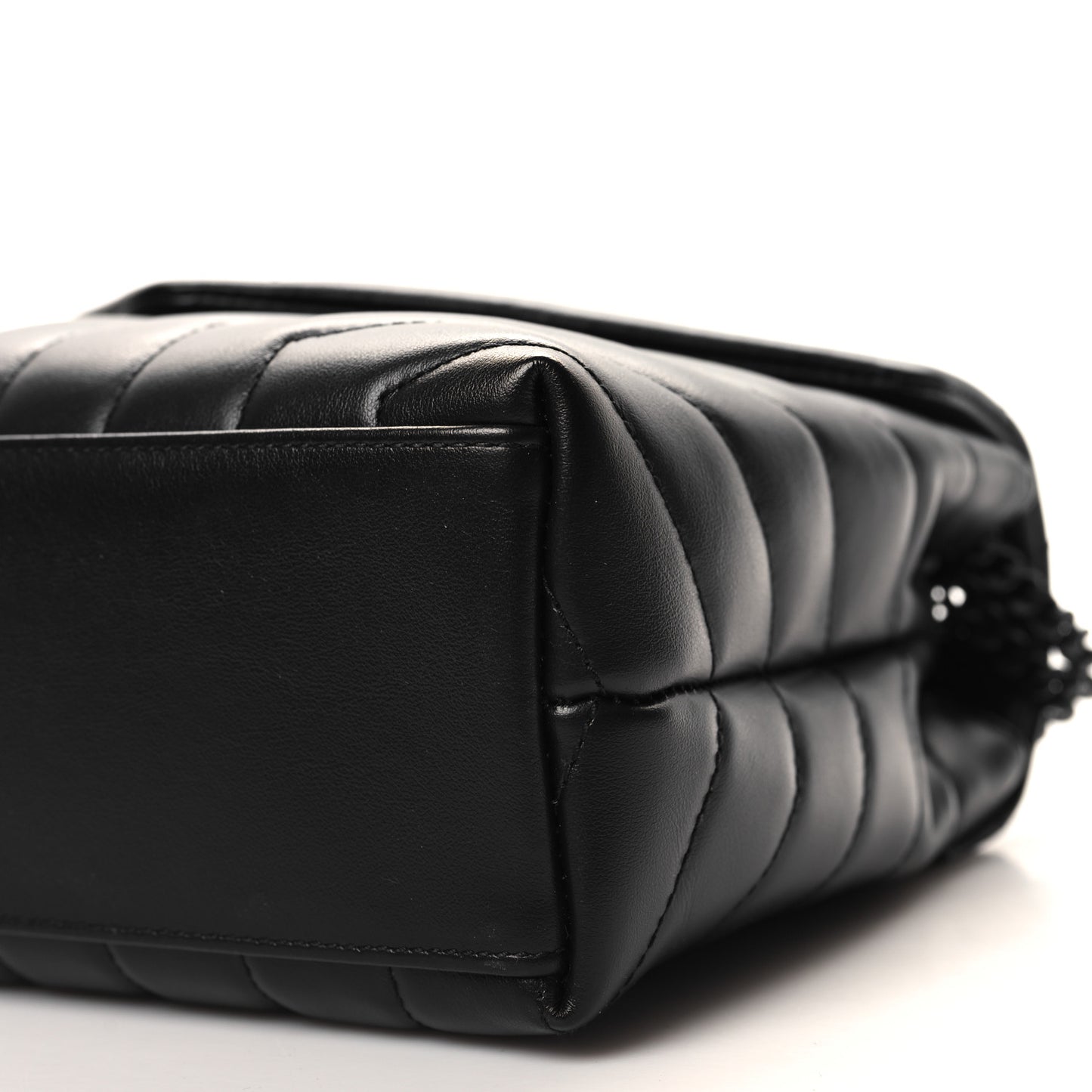 Calfskin Y Quilted Monogram Monochrome Small Loulou Chain Satchel Black