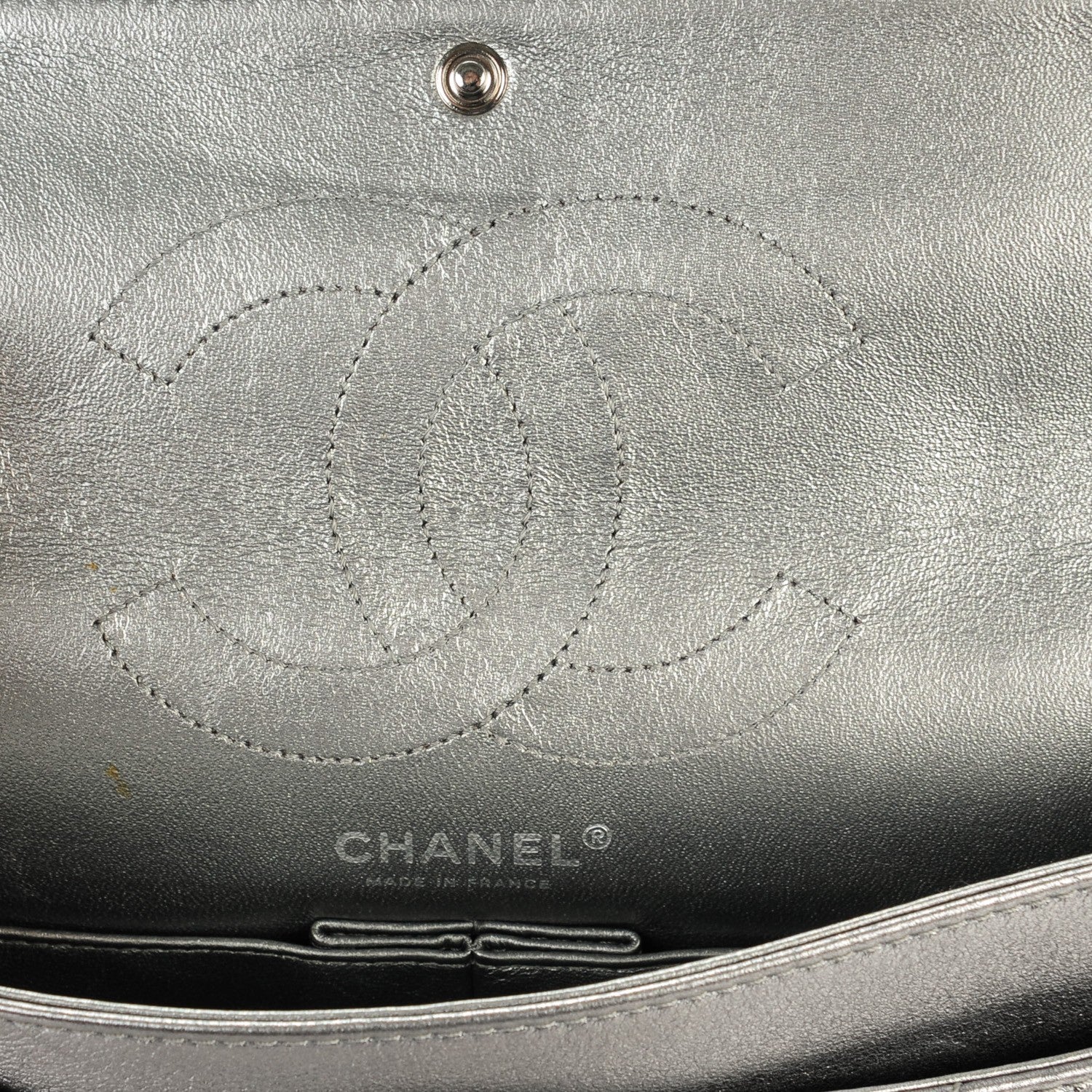 Chanel Metallic Calfskin Quilted Lucky Charms 2.55 Reissue 225 Flap Dark Silver 7 of 8