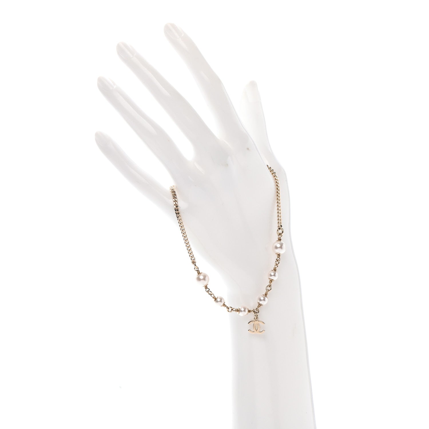 Chanel Pearl CC Chain Anklet Gold Pearly White 2 of 4