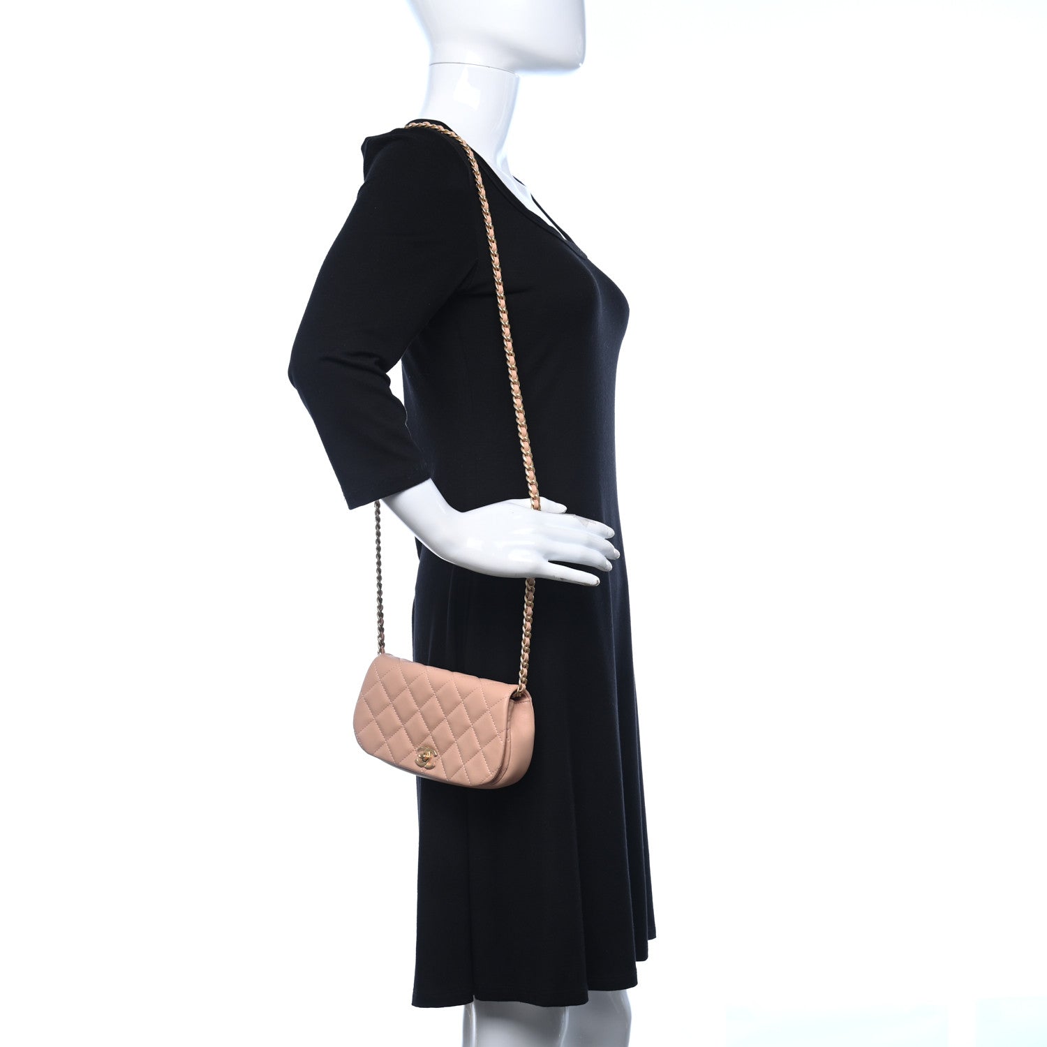 Chanel Calfskin Quilted Coco Mail Clutch With Chain Light Pink 2 of 11