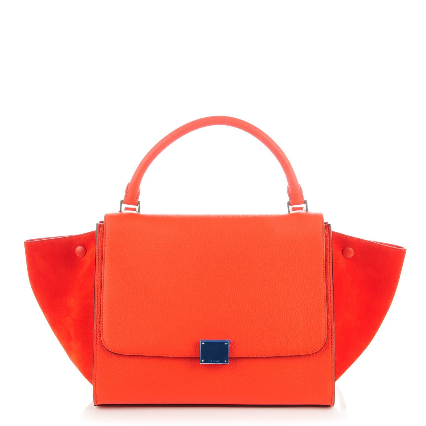 Drummed Calfskin Suede Medium Trapeze Vermillion