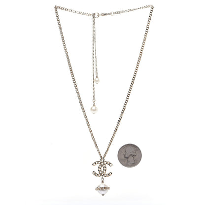 Chanel Chain CC Pearl Drop Necklace Gold 2 of 5