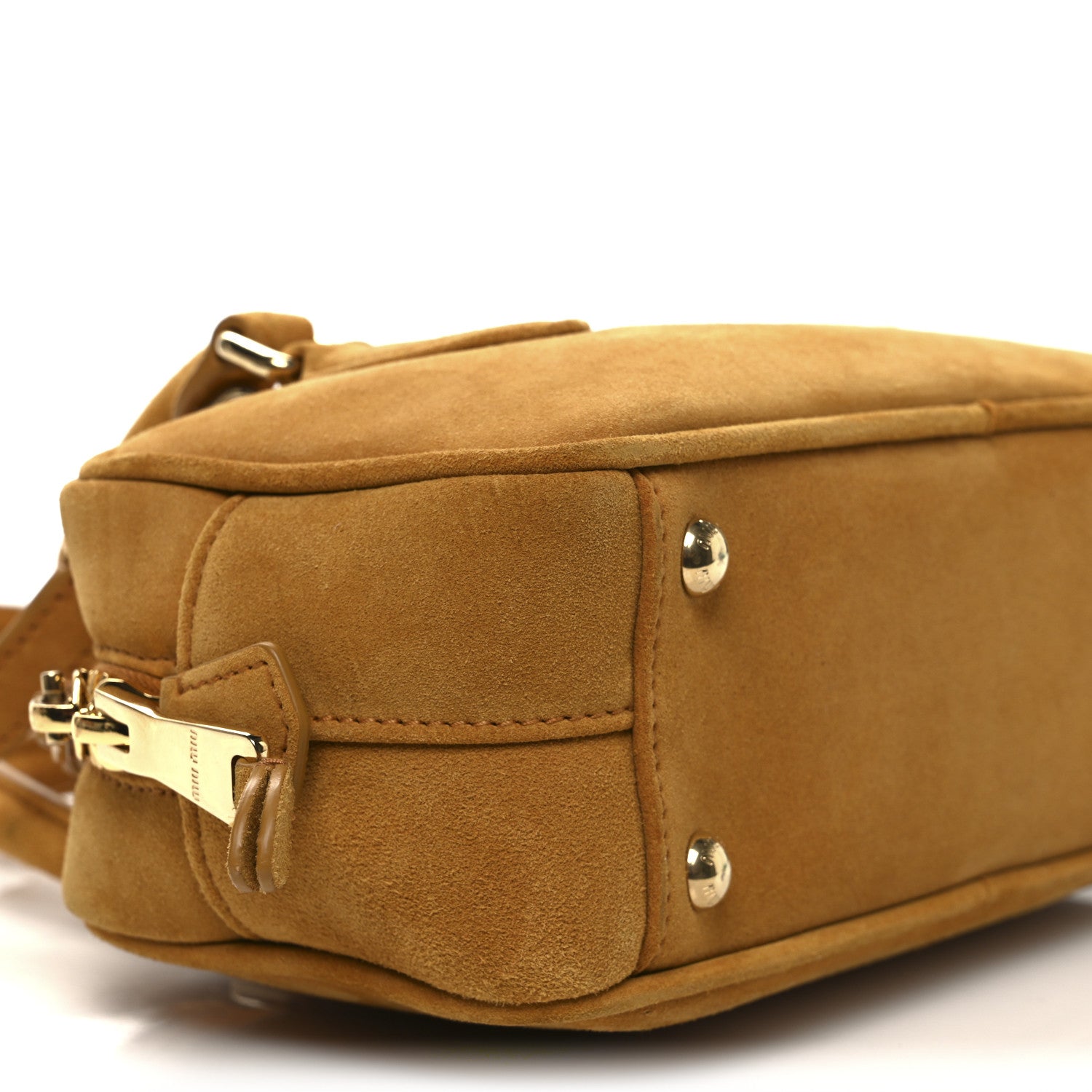 Miu Miu Suede Padded Regular Arcadie Top Handle Bag Whiskey 9 of 11