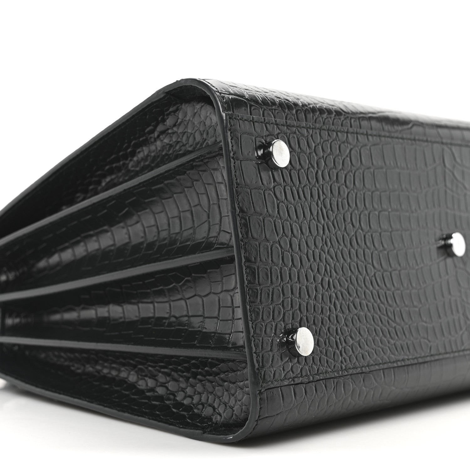 Saint Laurent Patent Crocodile Embossed Small Sac de Jour Dark Green 8 of 9