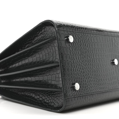 Saint Laurent Patent Crocodile Embossed Small Sac de Jour Dark Green 8 of 9