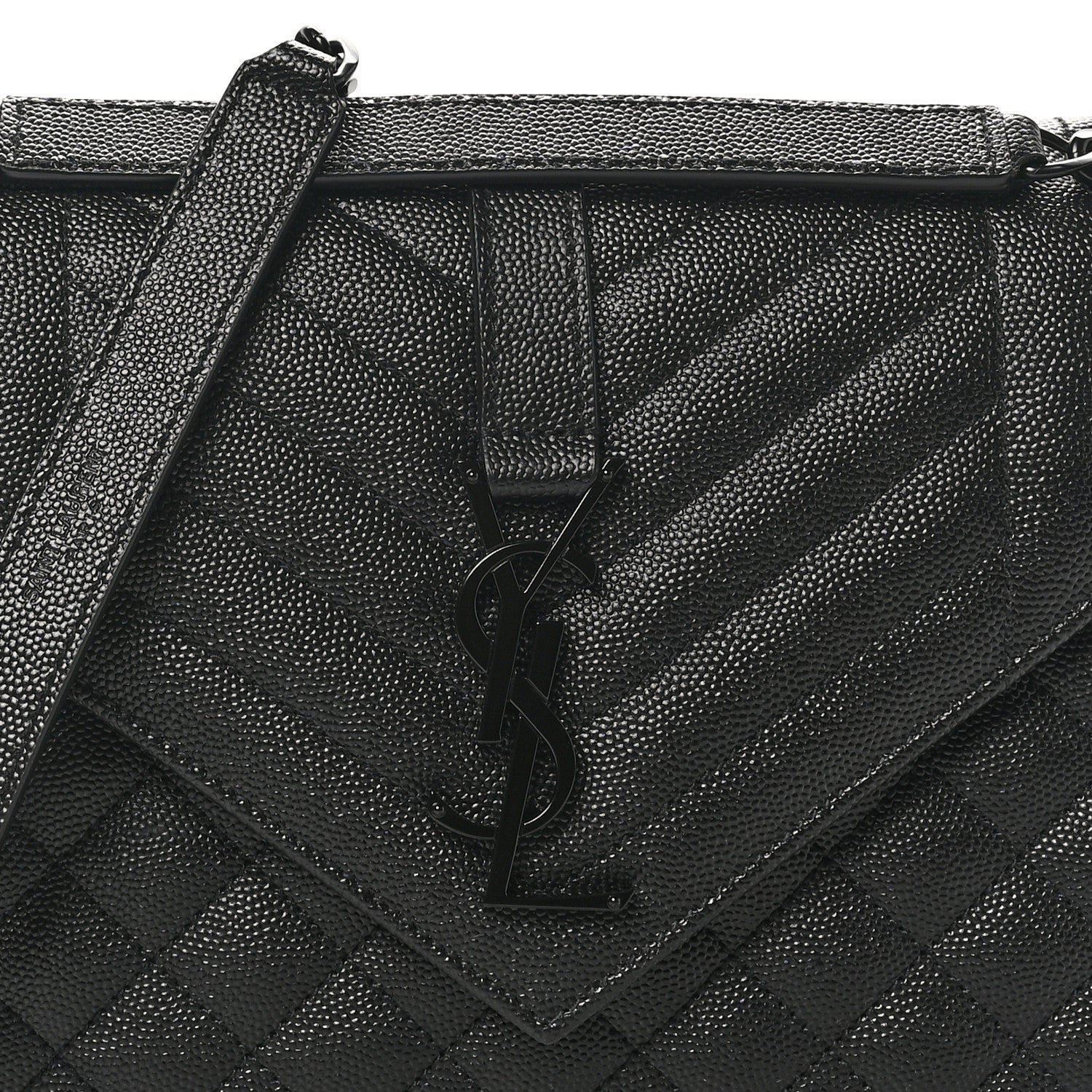 Saint Laurent Grain De Poudre Textured Mixed Matelasse Triquilt Medium Monogram Monochrome Satchel Black 8 of 10