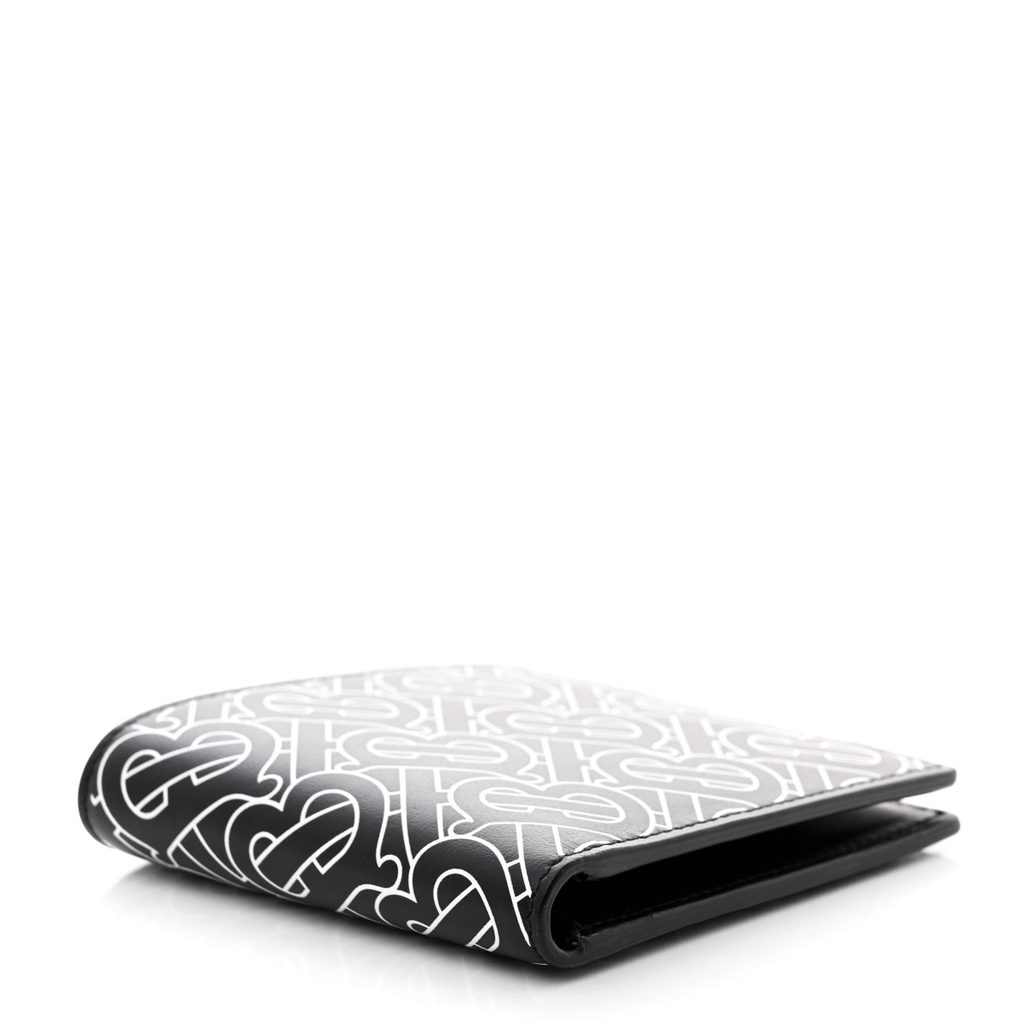 Calfskin Embossed TB Print Bi-Fold Wallet Black White