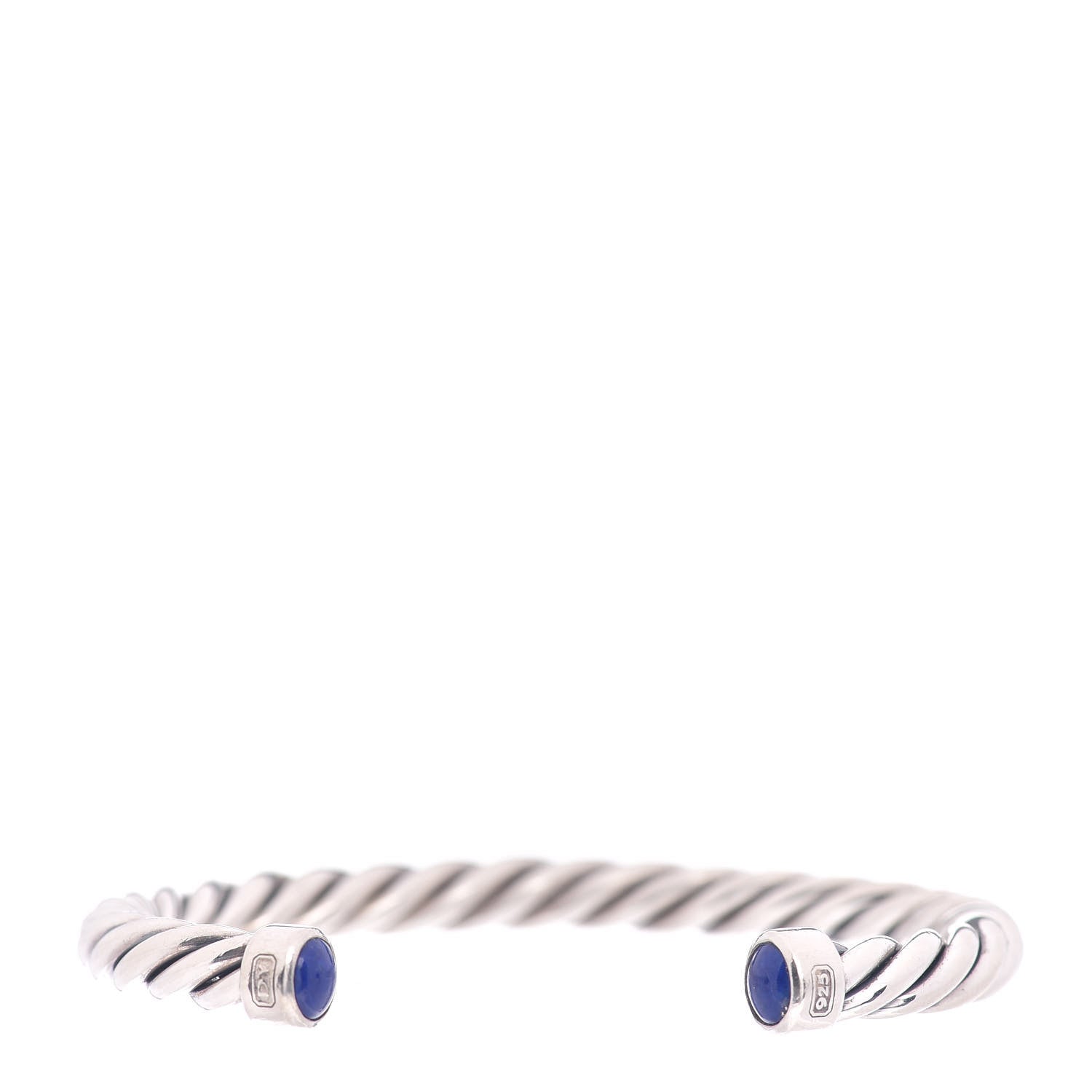 David Yurman Sterling Silver Lapis Lazuli 6mm Cable Classic Cuff Bracelet 1 of 4