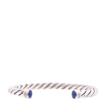 David Yurman Sterling Silver Lapis Lazuli 6mm Cable Classic Cuff Bracelet 1 of 4
