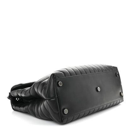 Saint Laurent Calfskin Y Quilted Monogram Monochrome Large Loulou Chain Satchel Black 4 of 14