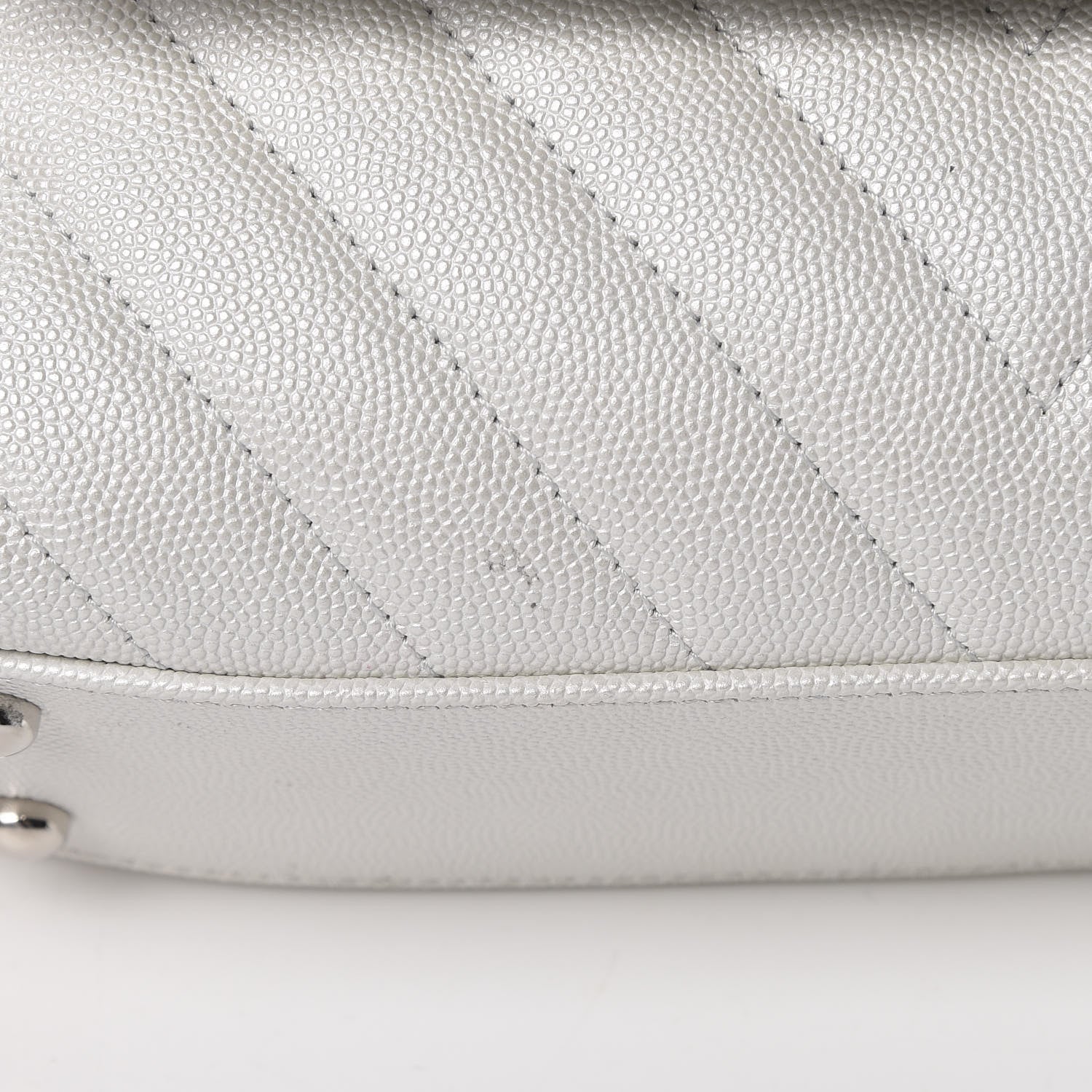 Chanel Iridescent Caviar Chevron Quilted Mini Coco Handle Flap White 12 of 14