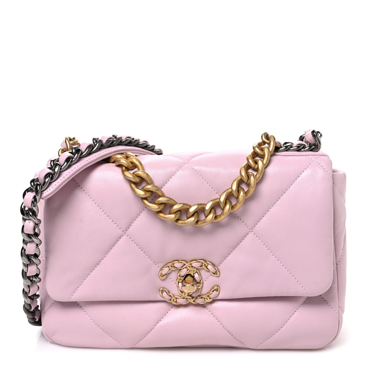 Lambskin Quilted Medium Chanel 19 Flap Light Pink