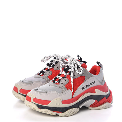 Balenciaga Fabric Mesh Womens Triple S Sneakers 35 Red Grey White 3 of 8