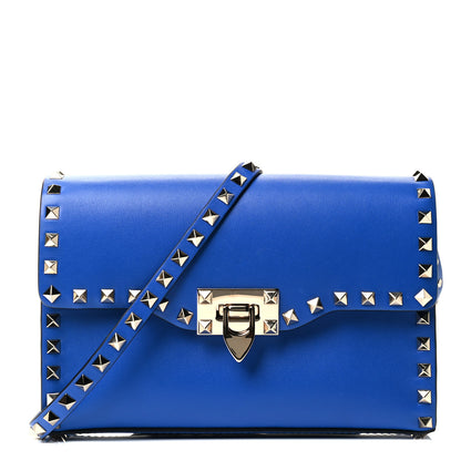 Valentino Garavani Vitello Medium Rockstud Flip Lock Crossbody Bag Acid Blue 1 of 4
