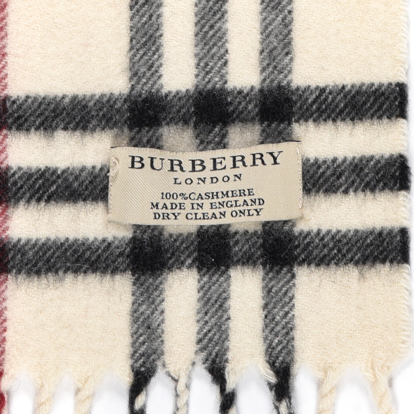 Burberry Cashmere Check Fringe Scarf Stone 4 of 4