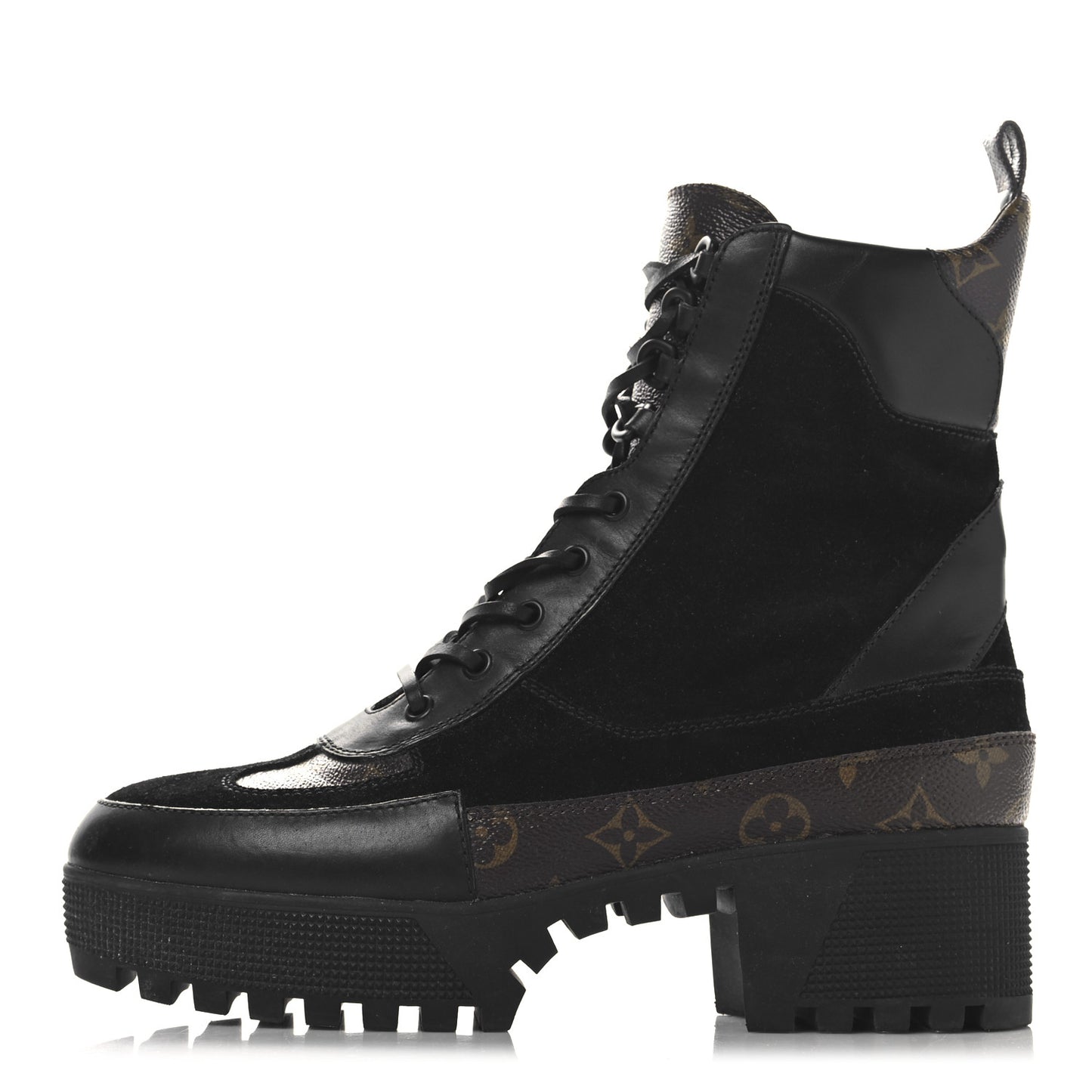 Suede Calfskin Monogram Laureate Platform Desert Boots 42 Black