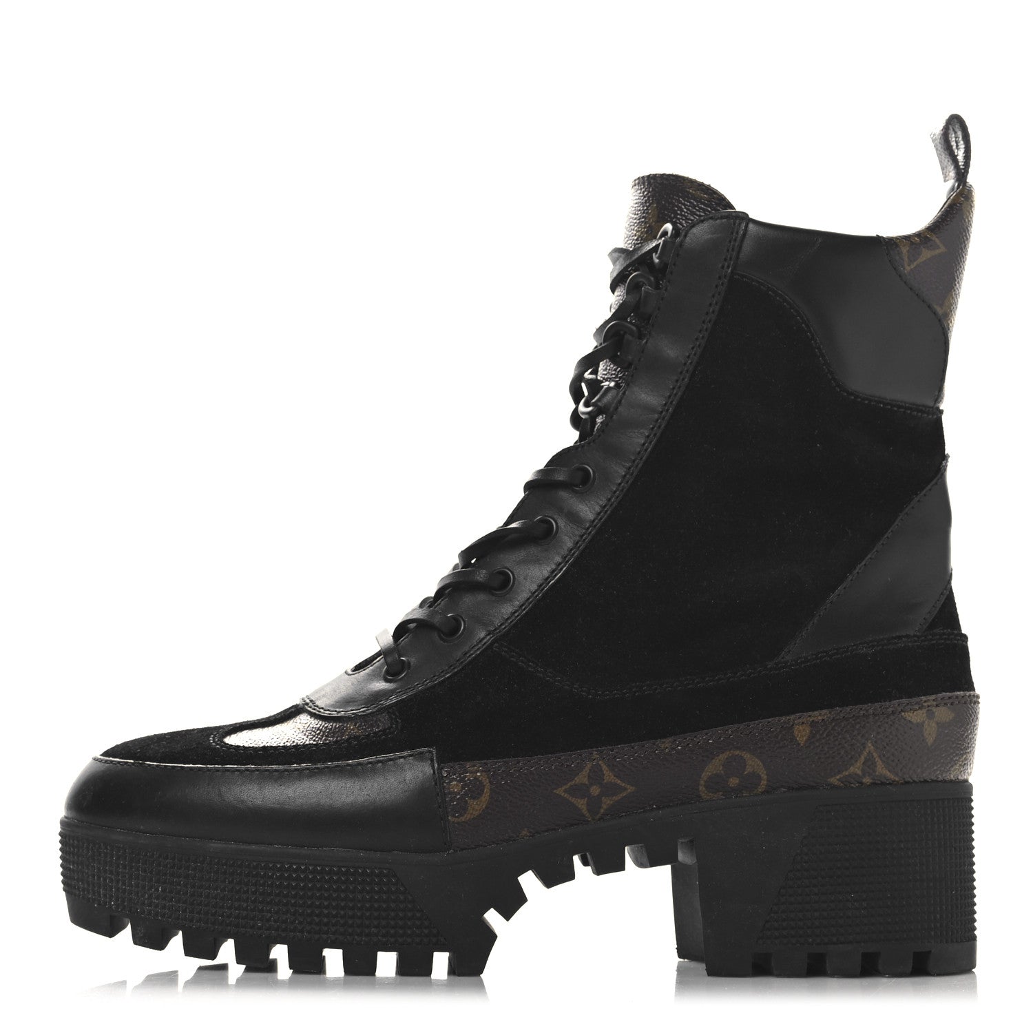 Louis Vuitton Suede Calfskin Monogram Laureate Platform Desert Boots 42 Black 1 of 8