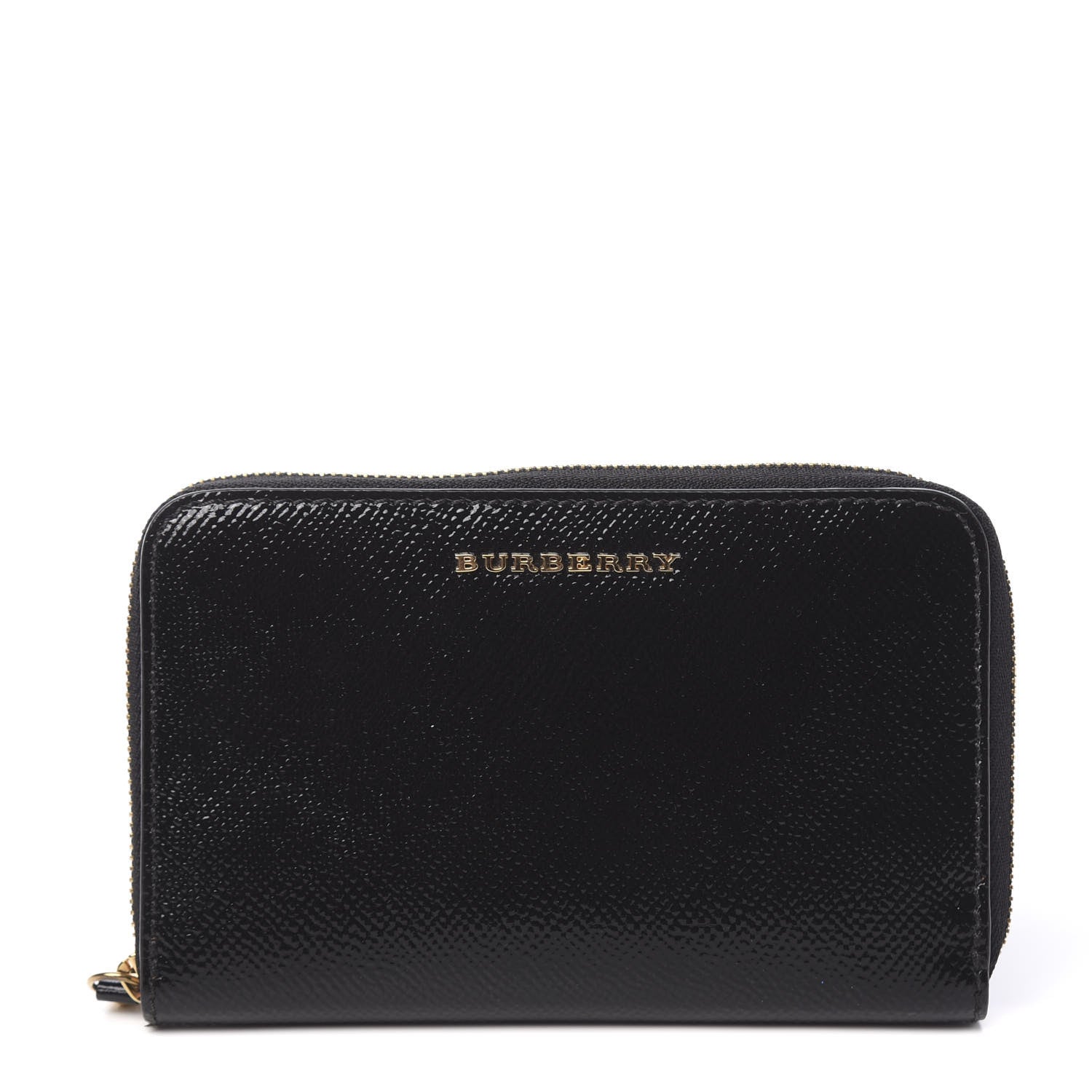 Burberry Patent London Medium Marston Zip Around Wallet Black 1 of 8