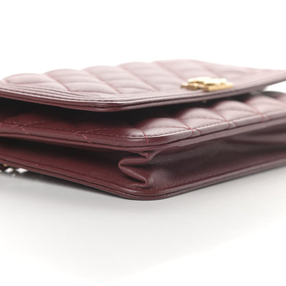 Chanel Lambskin Quilted Boy Wallet On Chain WOC Burgundy 11 of 14