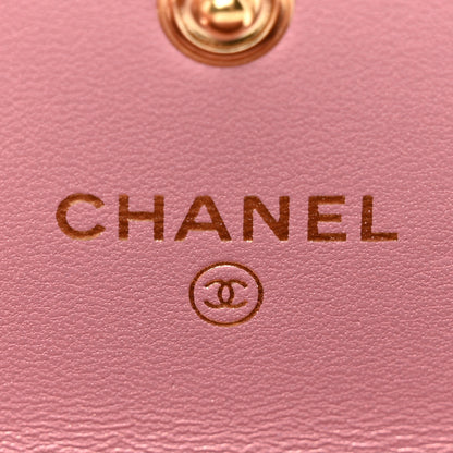 Chanel Metallic Lambskin Quilted Boy Card Holder Wallet Pink 6 of 11