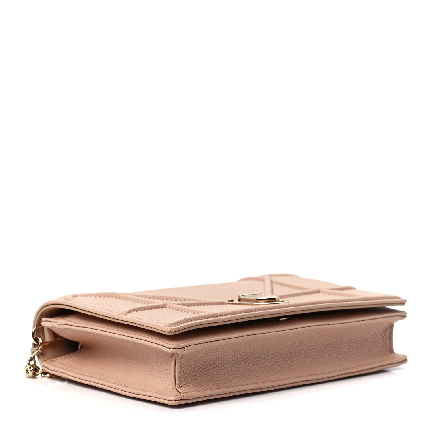 Christian Dior Grained Calfskin Diorama Wallet on Chain Pouch Nude 4 of 12