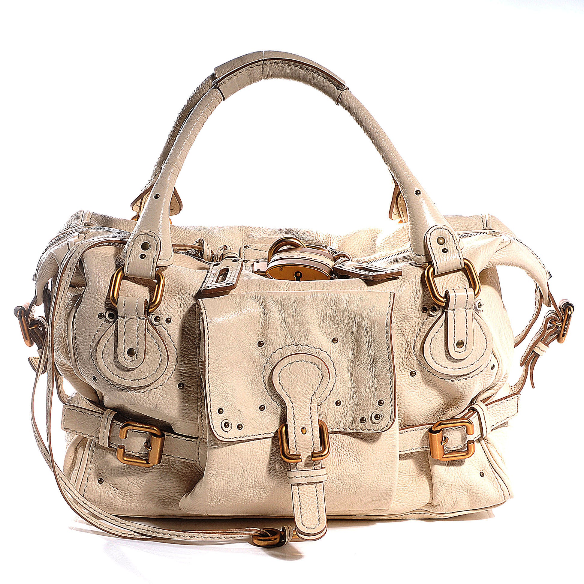 Chloe Leather Paddington Front Pocket Tote White 1 of 7