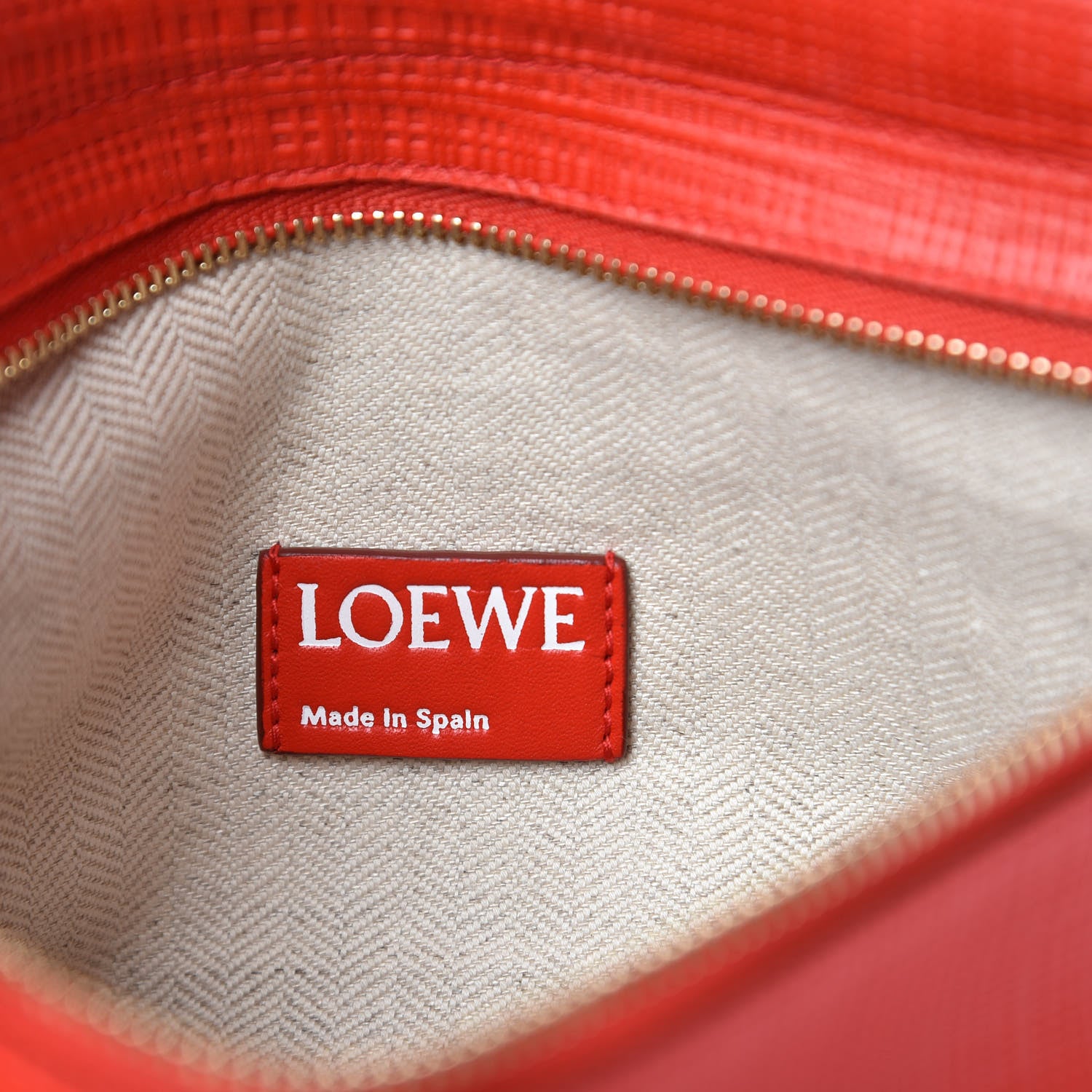 Loewe Calfskin Linen Embossed Small Messenger Bag Primary Red 6 of 10