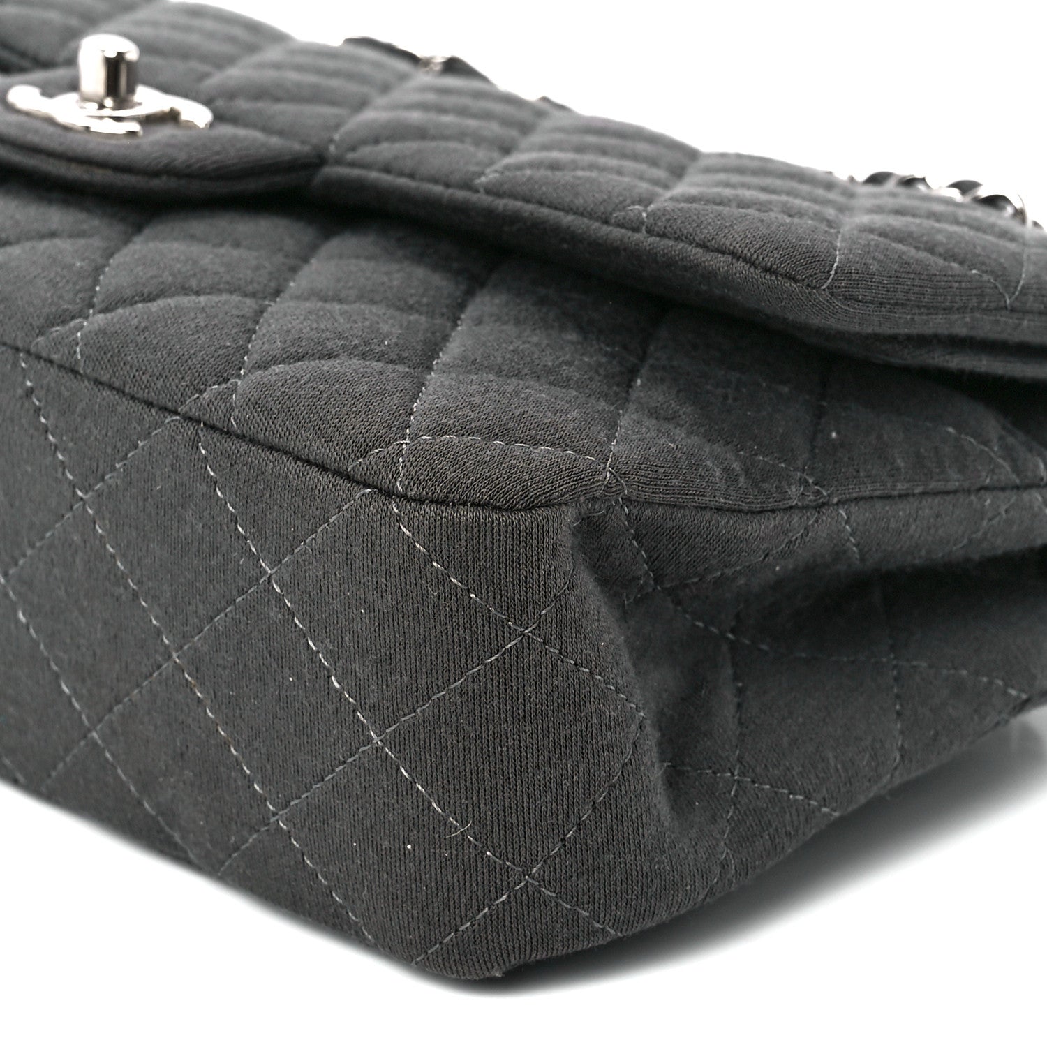 Chanel Jersey Quilted Medium Double Flap Grey 11 of 12
