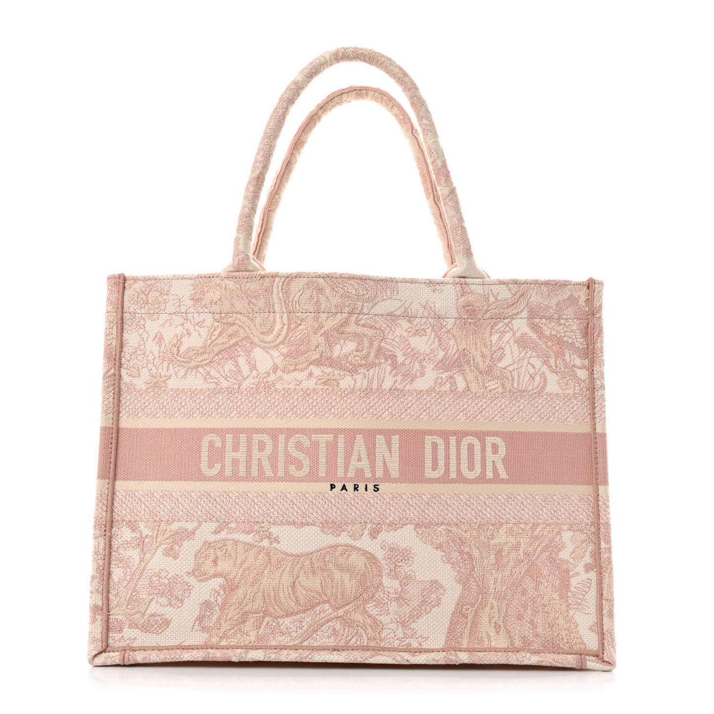 Canvas Embroidered Medium Dioriviera Toile De Jouy Book Tote Rose