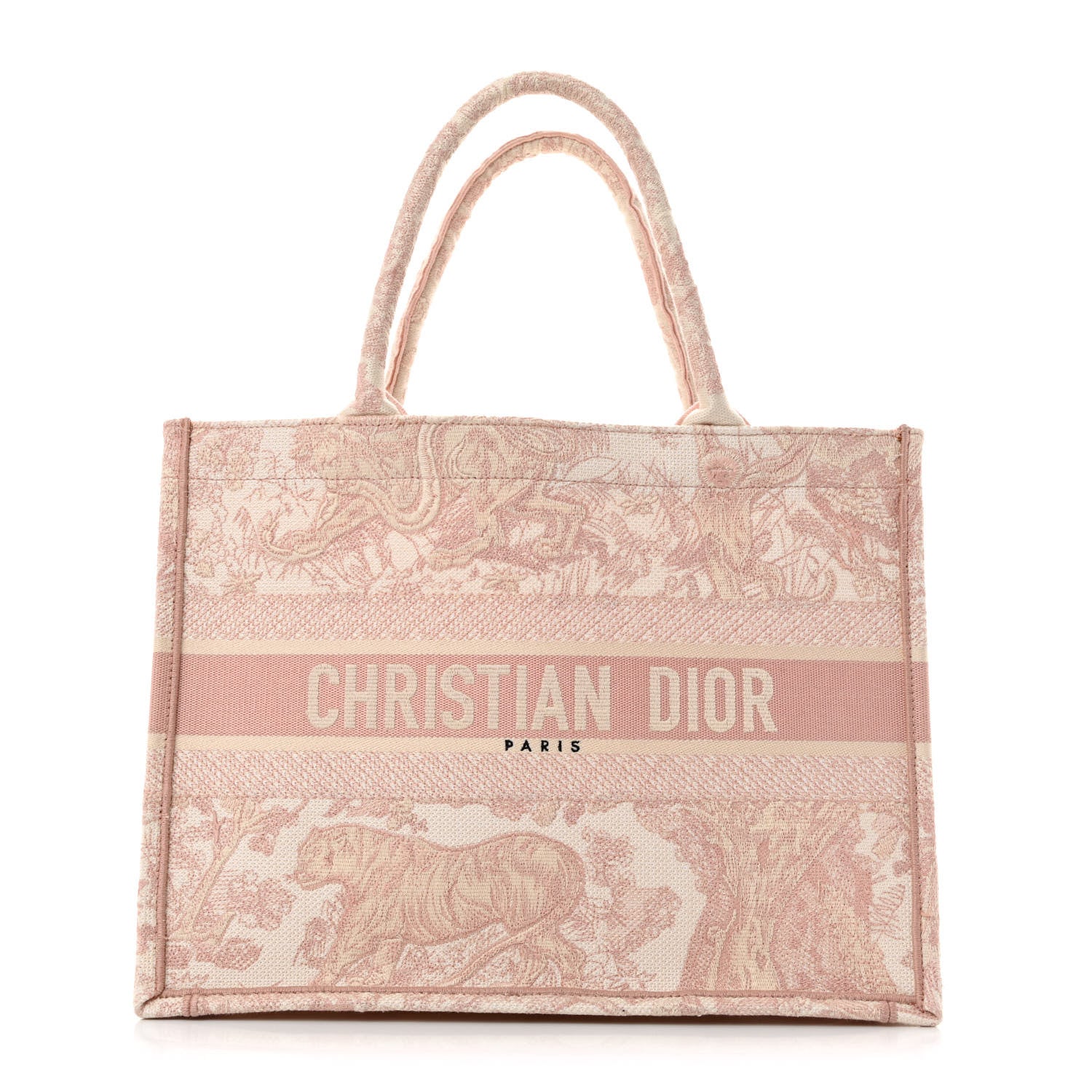 Christian Dior Canvas Embroidered Medium Dioriviera Toile De Jouy Book Tote Rose 1 of 10