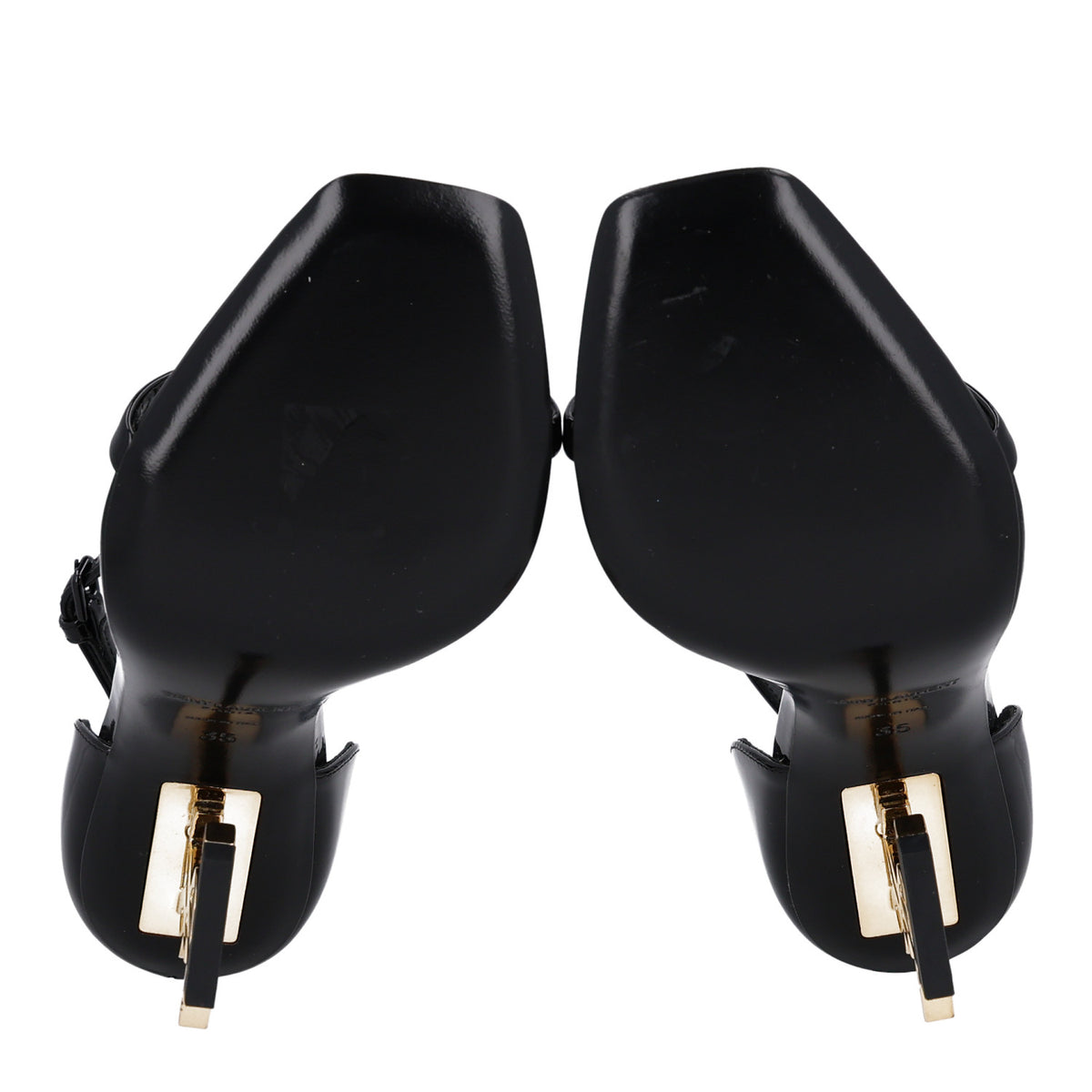 Saint Laurent Patent Calfskin Opyum 110 Sandals 35 Black Gold 9 of 11