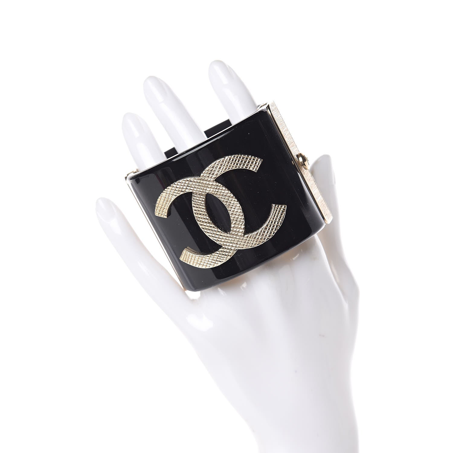 Chanel Resin CC Cuff Black Gold 2 of 5