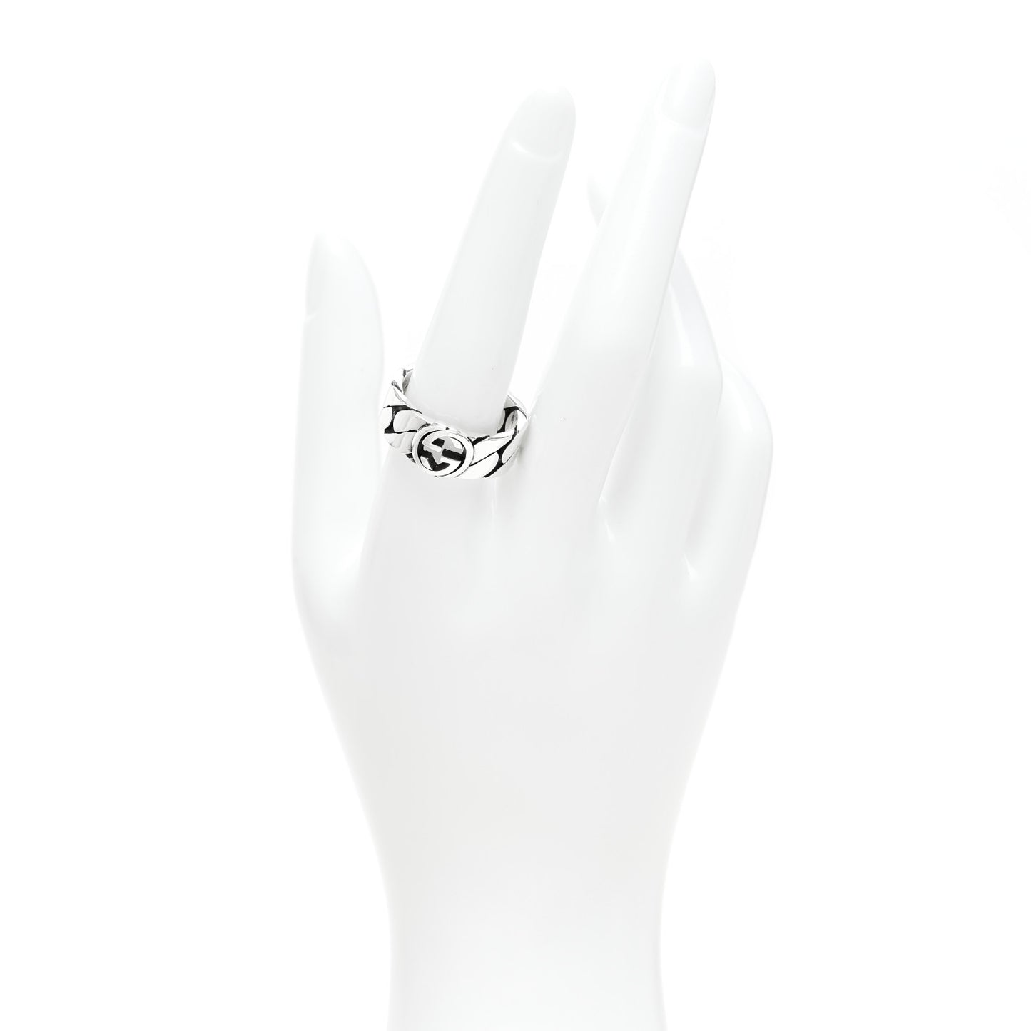 Sterling Silver Interlocking G Chainlink Wide Band Ring 61 9.5