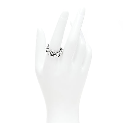 Gucci Sterling Silver Interlocking G Chainlink Wide Band Ring 61 9.5 2 of 5