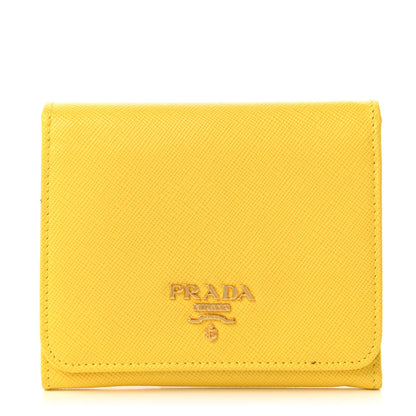 Prada Saffiano Metal Tri-Fold Wallet Girasole 1 of 8