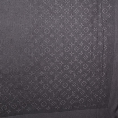 Louis Vuitton Silk Wool Monogram Shawl Charcoal Grey 4 of 5