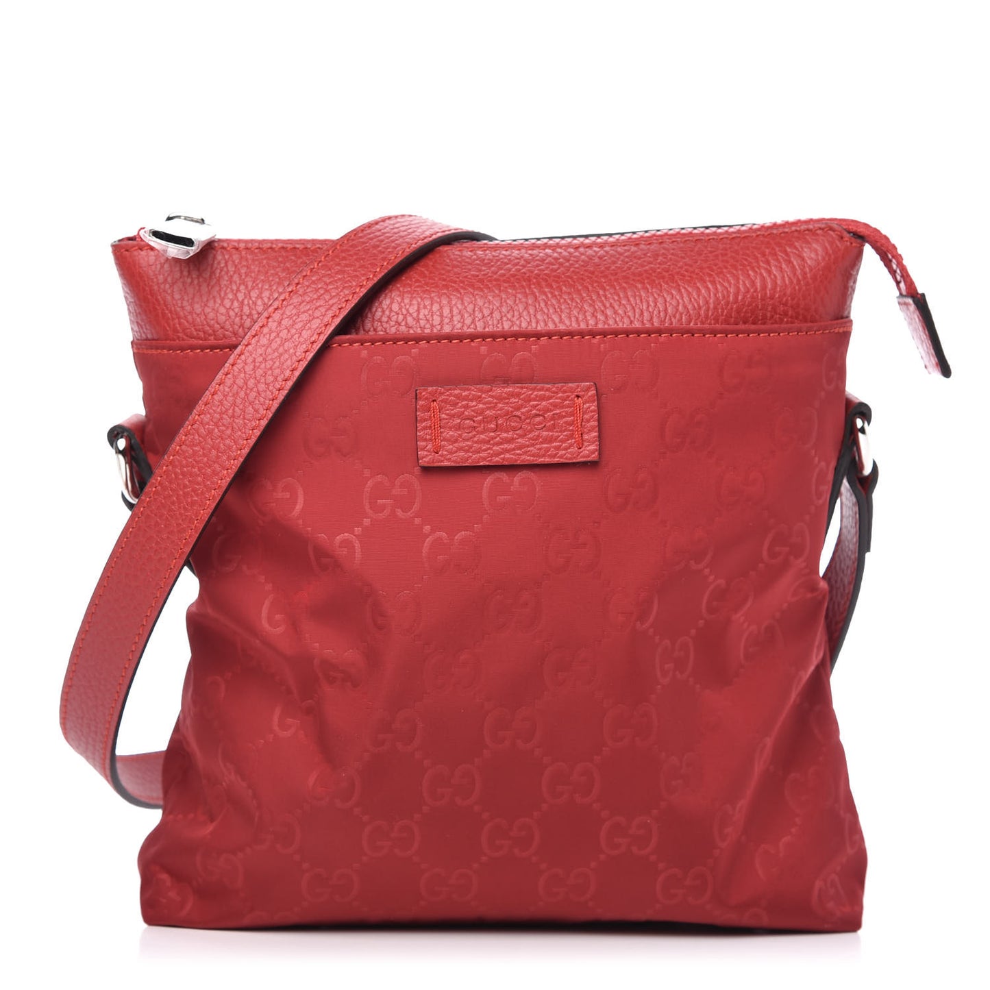 Nylon Monogram Dollar Calfskin Small Flat Messenger Bag Vibrant Red