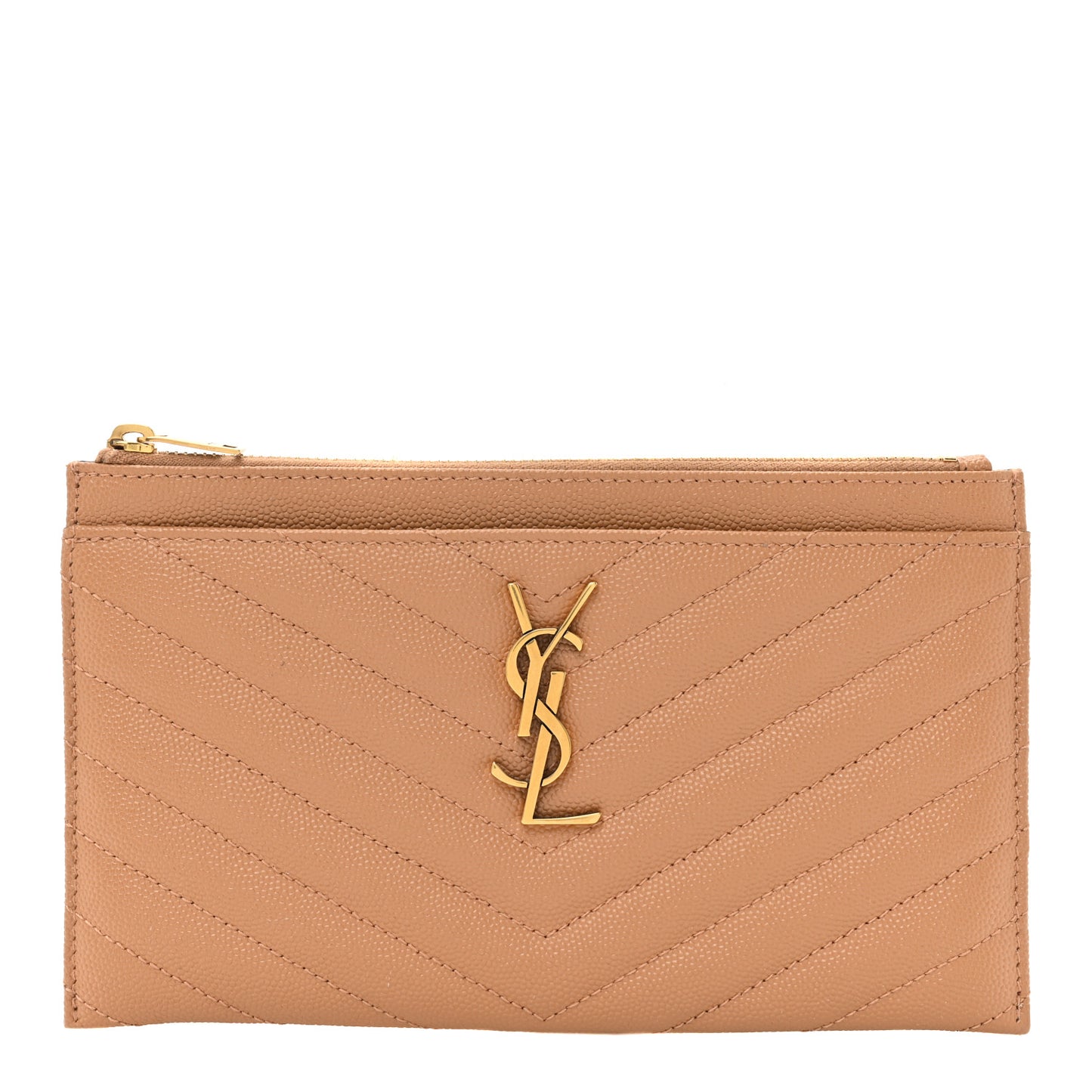 Grain De Poudre Matelasse Chevron Monogram Fragments Zippered Card Case Dune
