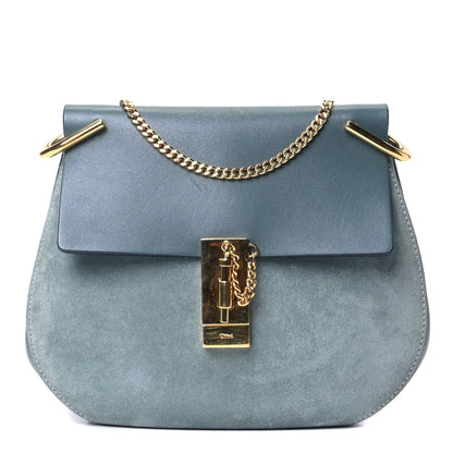 Chloe Suede Smooth Calfskin Drew Shoulder Bag Cloudy Blue 1 of 7