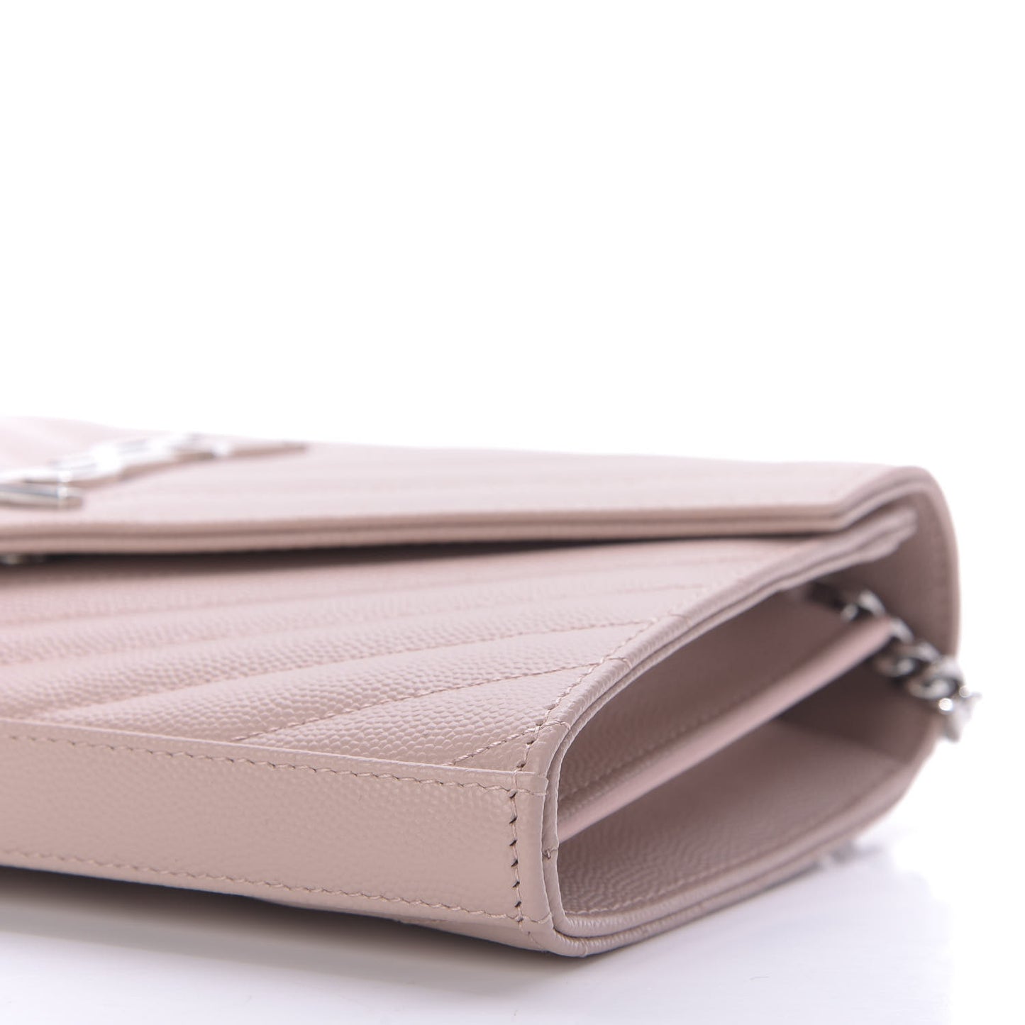 Grain De Poudre Matelasse Chevron Monogram Chain Wallet Pale Pink