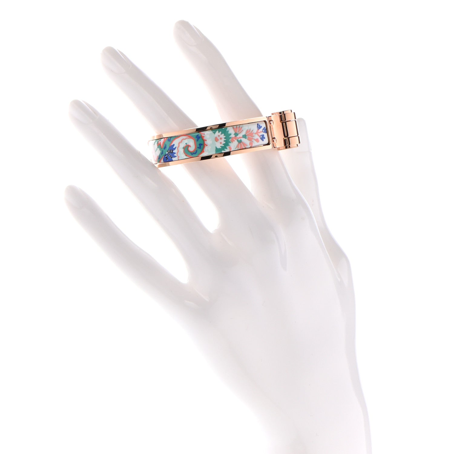 Hermes Enamel Printed Paisley From Paisley Narrow Hinged Bracelet S Miami 2 of 6