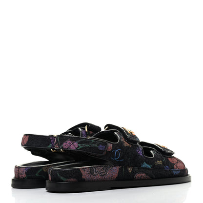 Chanel Denim Quilted Dad Sandals 36.5 Black Multicolor 3 of 5