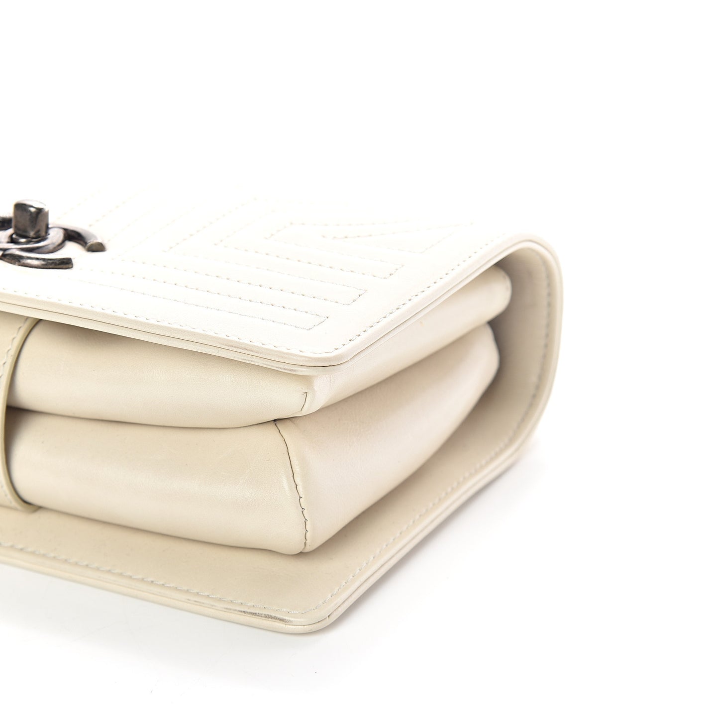Calfskin Quilted Small Korean Garden Flap Off White
