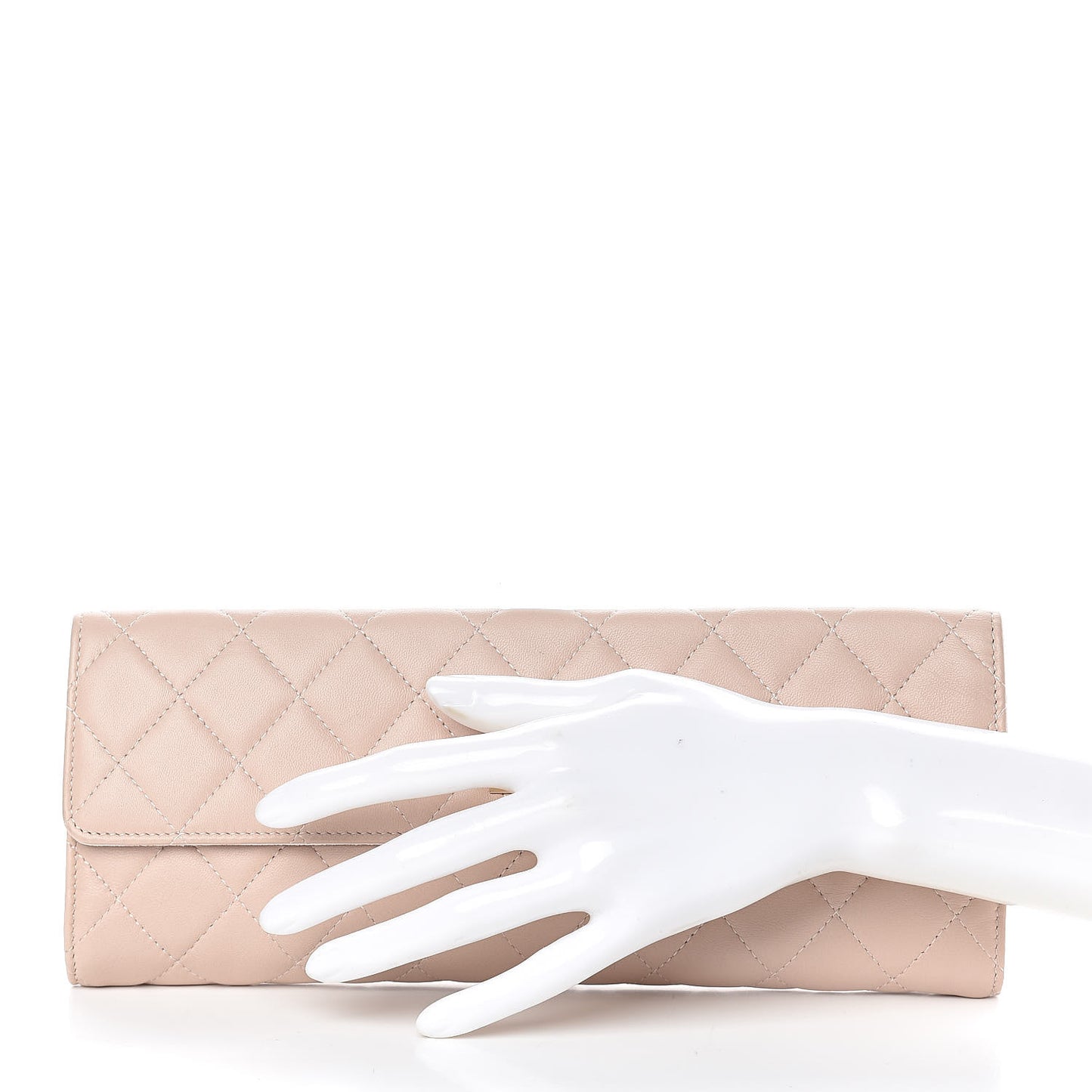 Lambskin Quilted Reissue Tri Fold Jewelry Case Light Beige